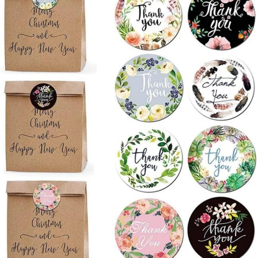 Floral Thank You Sticker Roll 500 Piece Count